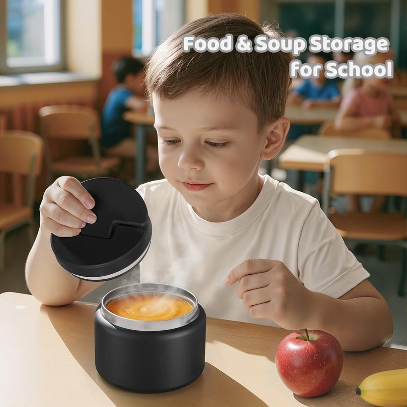 Godobo 14.5oz Soup Thermo for Hot Food Kids Vacuum Insulated Food Jar Twist-Free Soup Thermo for Hot Food Kids Leakproof Stainless Steel Wide Mouth Lunch Container (Black) - Image 4